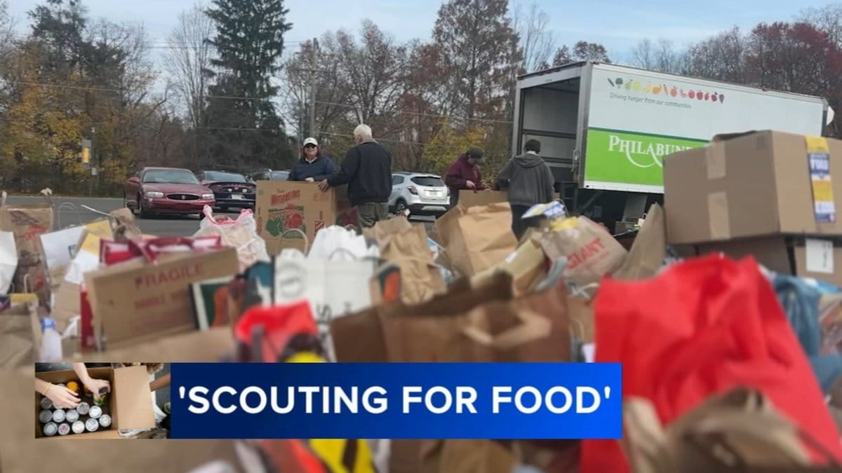 费城童子军收集了数千磅食物 | Philadelphia Scouts collect thousand of pounds of food